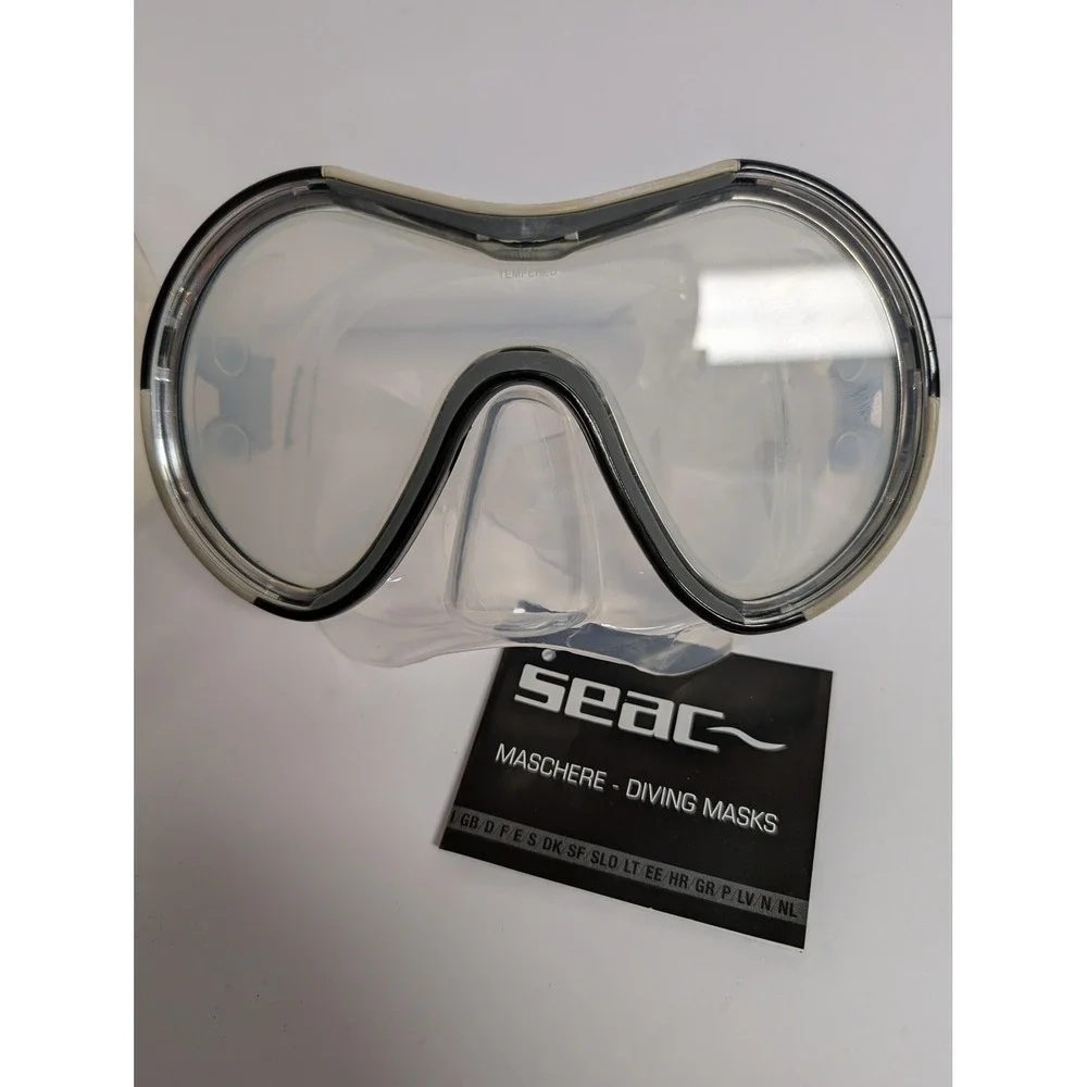SEAC Charm Diving Mask Black Tempered Glass Silicone Strap Adult Snorkel Swim